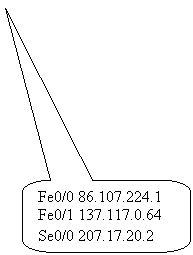 Rounded Rectangular Callout: Fe0/0 86.107.224.1
Fe0/1 137.117.0.64
Se0/0 207.17.20.2
