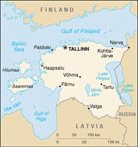 Map of Estonia - December 2001